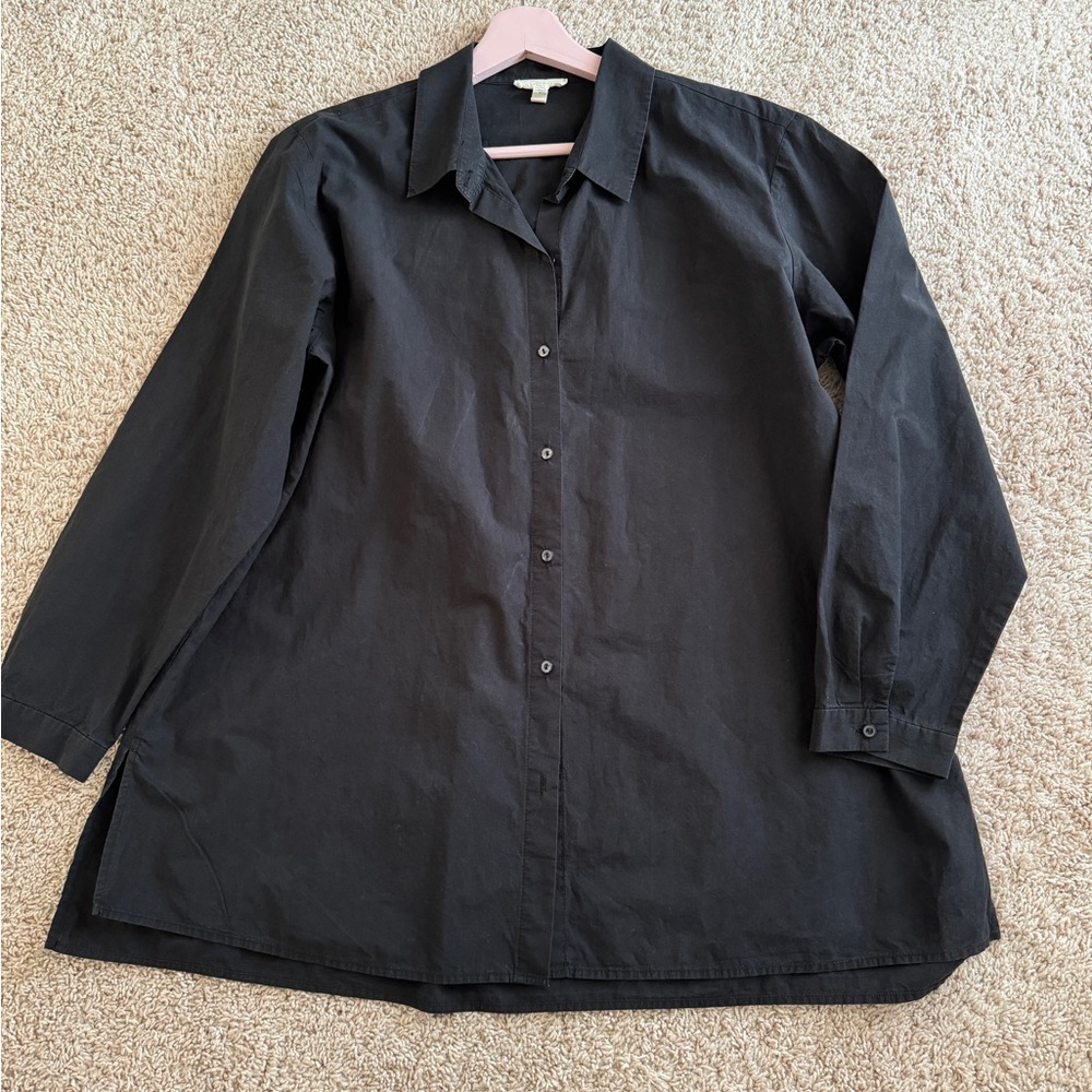 Eileen Fisher Classic Collar Easy Organic Cotton Button-Up Shirt Size XL - Picture 8 of 13